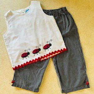 Vintage OCi Girls Ladybug 2 pc Outfit 6X